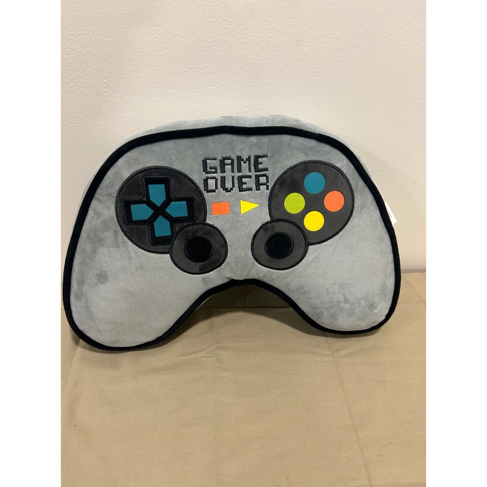 Walmart Game Over Controller Plush Decorative Throw Pillow Grey 17x10